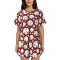 thumbnail image 1 of Naloa Cute Baseball Women's Short-Sleeved Pajama Set, Loungewear, Summer pajamas, Breathable Cozy - 4X-Large, 1 of 9