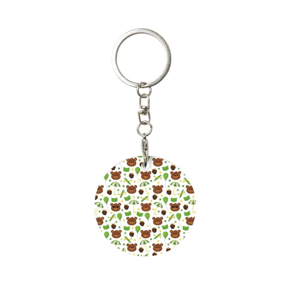 Naloa Cute Bear Print Round Keychain Keychain Key Ring, Key Tag, Key Chain Bulk for Gift Accessories (Round)