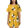 thumbnail image 1 of Naloa Cute Bee Butterfly Yelllow Women's Short-Sleeved Pajama Set, Loungewear, Summer pajamas, Breathable Cozy - Medium, 1 of 9