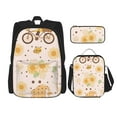 thumbnail image 1 of Naloa Cute Bee Gnome Print Large Capacity Backpack Lunch Bag Pencil Case Combination 3 Piece Set for Student, 1 of 8