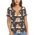 thumbnail image 1 of Naloa Cute Bee Gnome Print T-Shirts Short Sleeve V Neck Tees for Women Fashion Tops Trendy Lightweight Soft Casual Summer Outfits Clothes, 1 of 5