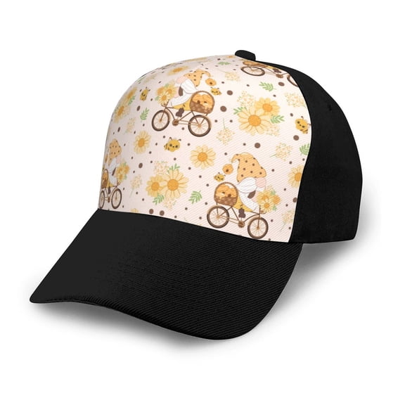 Naloa Cute Bee Gnome1 Adult adjustable Print Baseball Hat, Patchwork curved brim baseball capfor Men and Women, One Size