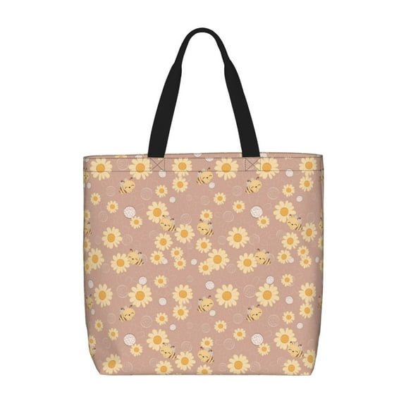 Naloa Cute Bee Tote Bag for Women, Foldable Tote Bag With Zipper, Large Shoulder Bag, Top Handle Handbag for Travel, Work, Shopping