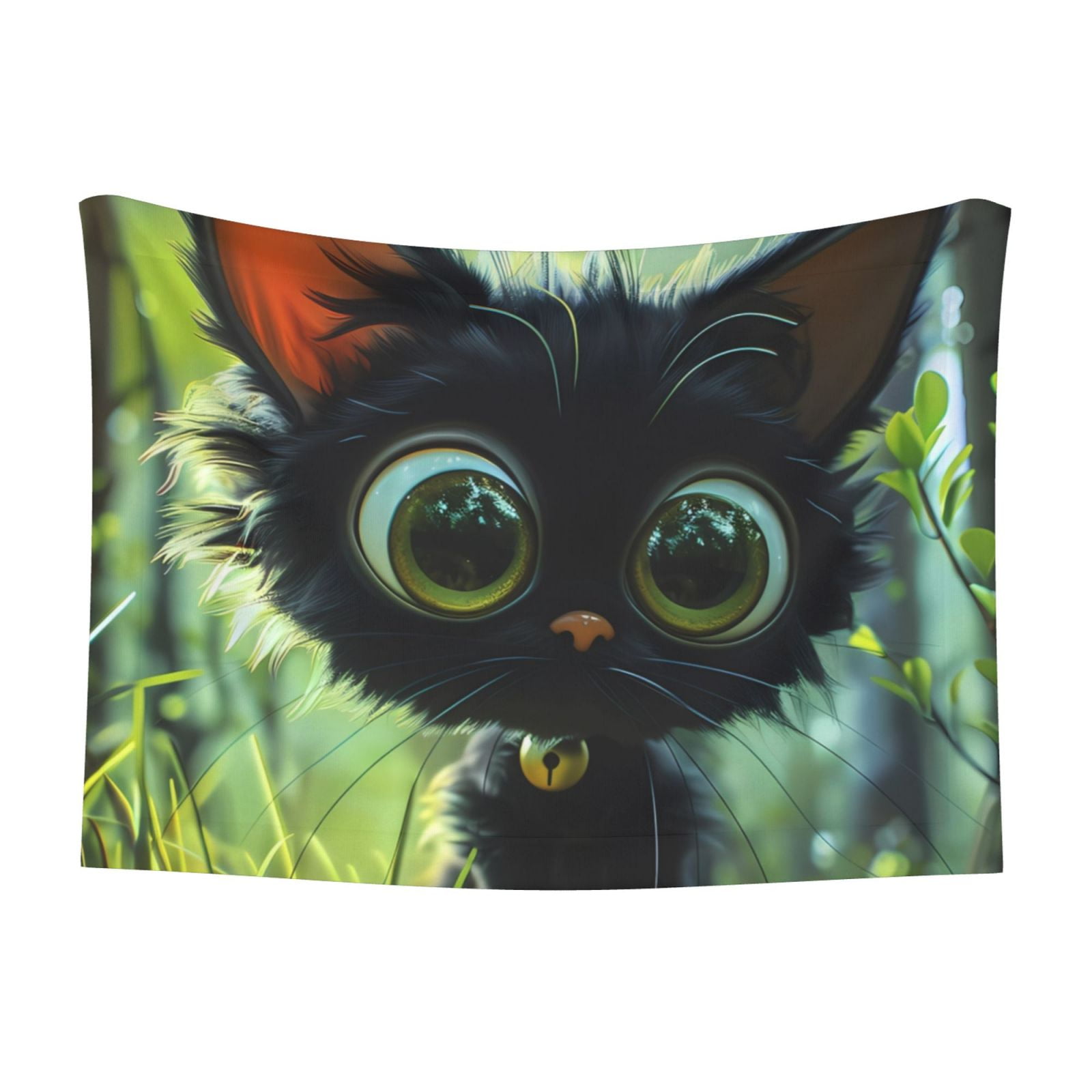 Naloa Cute Big-Eyed Black Cat Dog Blanket, 3 Sizes Cat Blanket for Indoor Cats Large Medium Small Dog Gifts-Small
