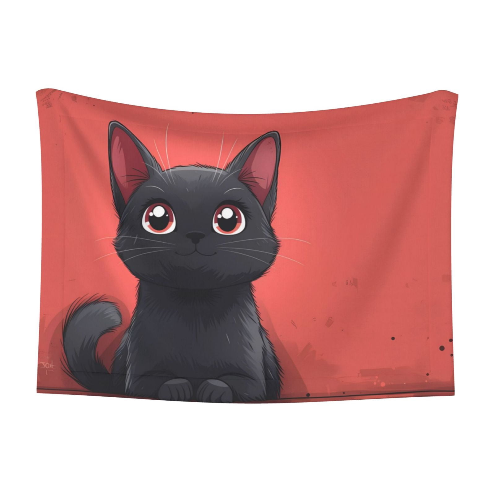 Naloa Cute Black Kitten Cartoon Dog Blanket, 3 Sizes Cat Blanket for Indoor Cats Large Medium Small Dog Gifts-Small
