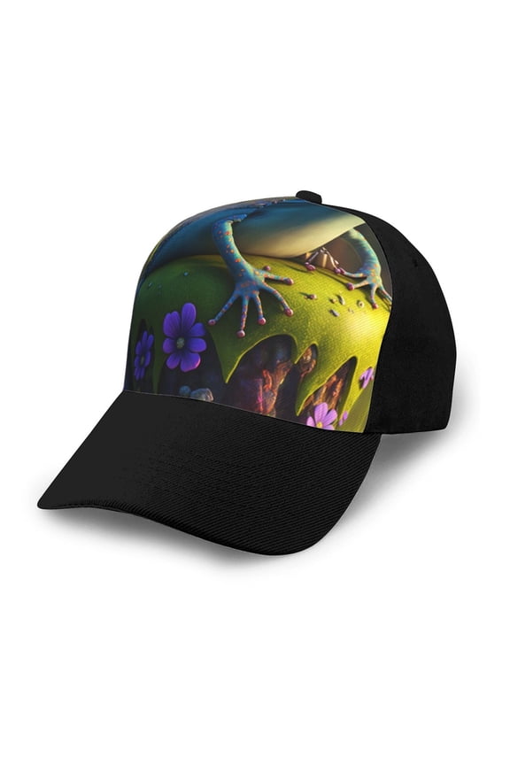 Cute Blue Frog Adult adjustable Print Baseball Hat, Patchwork curved brim baseball capfor Men and Women, One Size