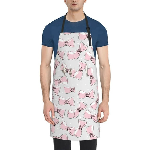 Naloa Cute Bow Tie Apron Kitchen Aprons with Pockets for Women Men Chef