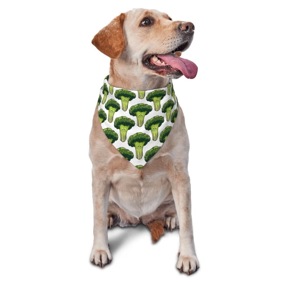 Naloa Cute Broccoli Dog Bandanas 1PC Washable Triangle Dog Scarfs Premium Durable Fabric, for Small Medium Large Dogs and Cats