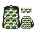 thumbnail image 1 of Naloa Cute Broccoli Print Large Capacity Backpack Lunch Bag Pencil Case Combination 3 Piece Set for Student, 1 of 8