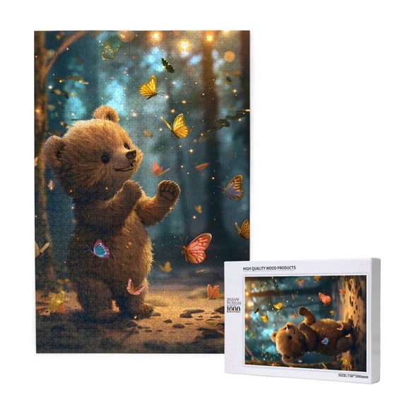 Naloa Cute Butterfly Bear Custom Puzzles Personalized Puzzle 1000 Pieces from Photo Custom Jigsaw Puzzle for Wedding, Graduation, (29.519.7in, Vertical)