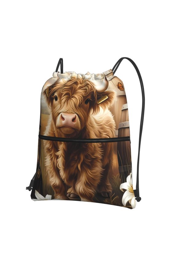 Cute Calf Butterflies A Drawstring Backpack String Bag Cinch Water Resistant for Gym Shopping Sport Yoga