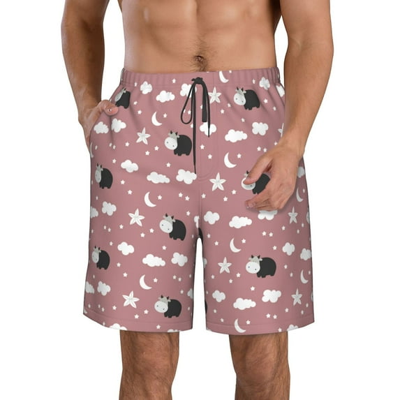 Naloa Cute Calf Men's Beach Shorts, Surfing shorts, Swim trunks, Quick Dry Swim Trunks for Surfing Beach Fun - Medium