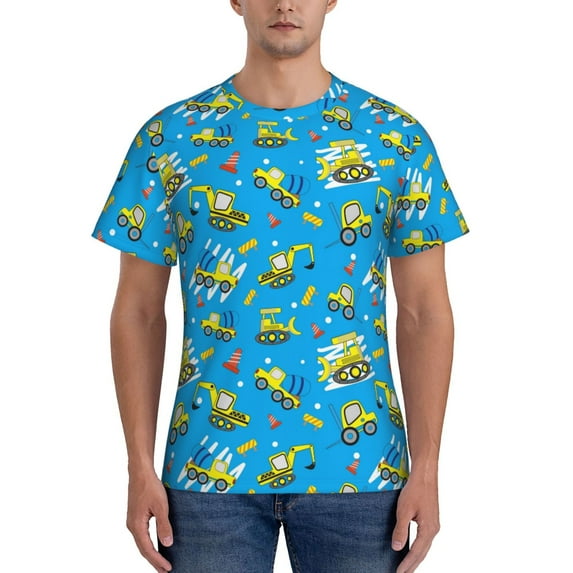 Naloa Cute Car Cartoon Men's T-Shirt Sport T-shirt Men's Basic Tee Casual Men's Shirt, Round Neck, Short Sleeves - X-Large