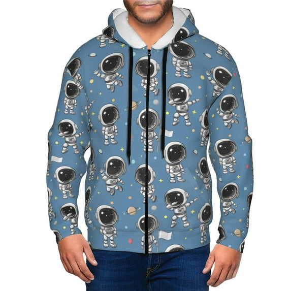 Naloa Cute Cartoon Astronaut Men’s Hoodies, Zip up Hoodie, Sweatshirts,Hoodies for Men Sizes S-3XL-Medium