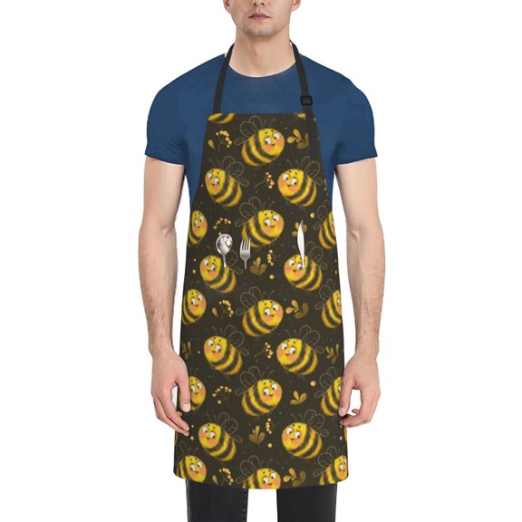 Naloa Cute Cartoon Bees Apron Kitchen Aprons with Pockets for Women Men Chef