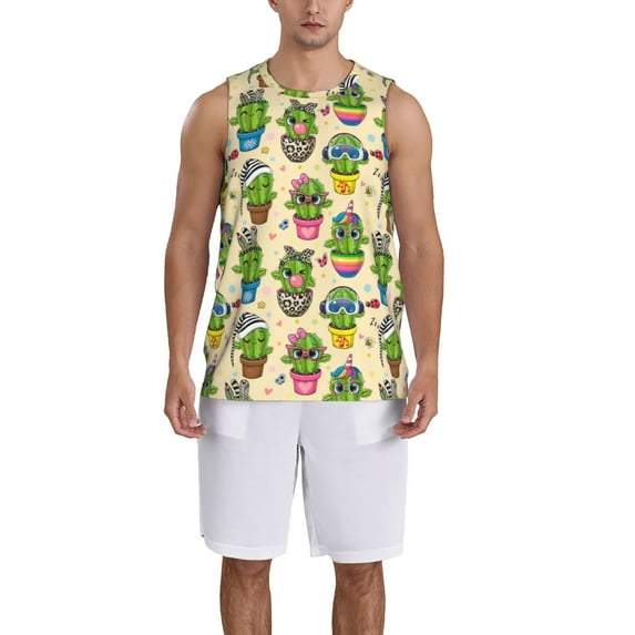 Naloa Cute Cartoon Cactus Basketball Jersey Reversible Men's Mesh Athletic Sports Shirts Training Practice S-4XLLarge