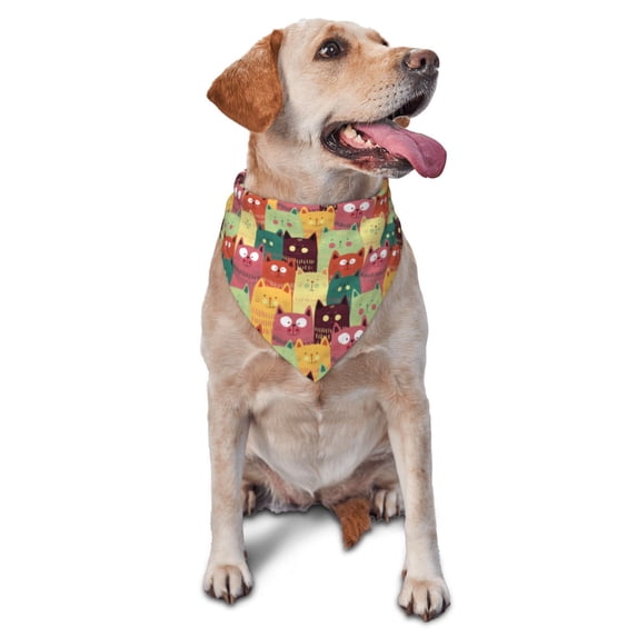 Naloa Cute Cartoon Cat Dog Bandanas 1PC Washable Triangle Dog Scarfs Premium Durable Fabric, for Small Medium Large Dogs and Cats
