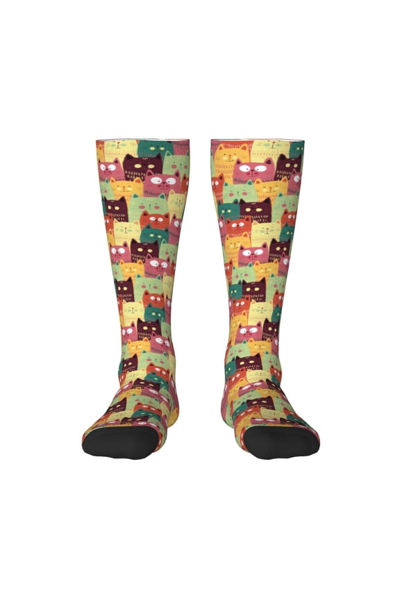Cute Cartoon Cat Thigh High Socks Extra Long Stretchy Sock Women Over Knee High Opaque Stocking Daily Wear