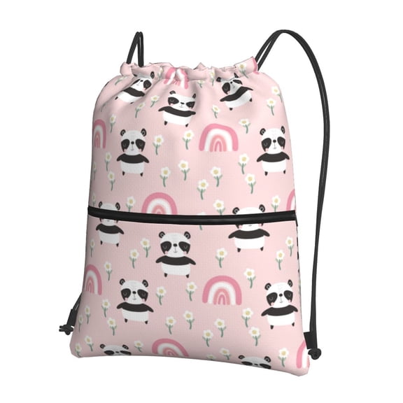 Naloa Cute Cartoon Panda Drawstring Backpack String Bag Cinch Water Resistant for Gym Shopping Sport Yoga