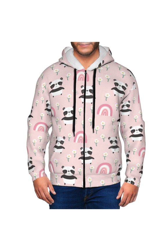 Cute Cartoon Panda Men’s Hoodies, Zip up Hoodie, Sweatshirts,Hoodies for Men Sizes S-3XL-Small
