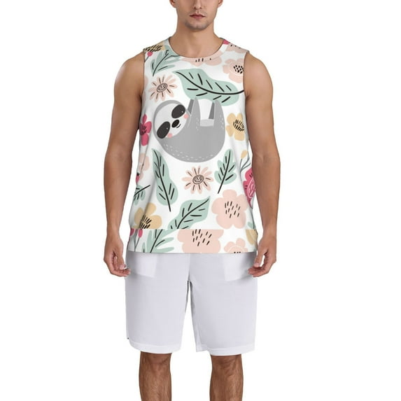 Naloa Cute Cartoon Sloth Basketball Jersey Reversible Men's Mesh Athletic Sports Shirts Training Practice S-4XLXX-Large