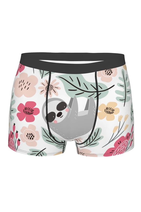 Cute Cartoon Sloth Print Mens Underwear - Boxers for Men, Classic Briefs for Men