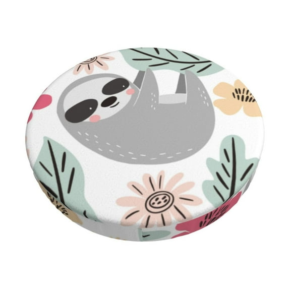 Naloa Cute Cartoon Sloth Round Bar Stool Cushion Cover 12-14 inch, Fits Kitchen, Office, Restaurant Chairs - 14 inch
