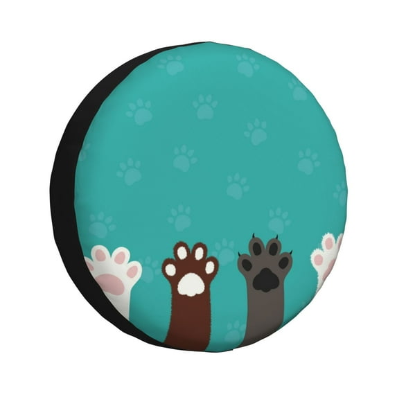 Naloa Cute Cat Paw And Dog PVC Leather Spare Tire Wheel Cover for Car Truck SUV Camper Trailer Universal Fit many size14 inch