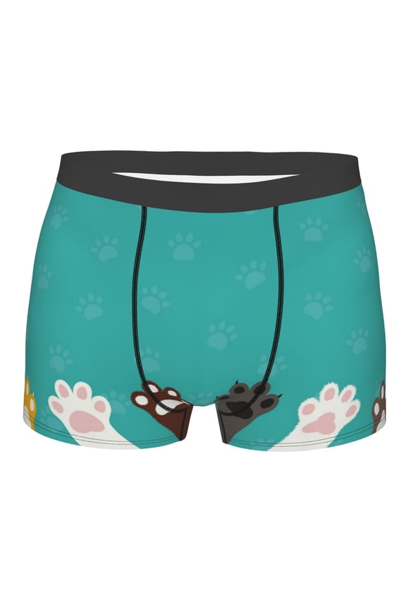 Cute Cat Paw And Dog Print Mens Underwear - Boxers for Men, Classic Briefs for Men