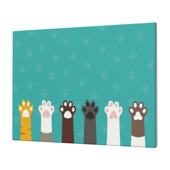 Naloa Cute Cat Paw And Dog Print Canvas Picture,Wall Pictures, Modern Decorative Poster,Art Prints for Bedroom, Toilet, 40 x 30 cm, Built-in Wooden Frame