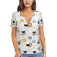 thumbnail image 1 of Naloa Cute Cat Print T-Shirts Short Sleeve V Neck Tees for Women Fashion Tops Trendy Lightweight Soft Casual Summer Outfits Clothes, 1 of 5