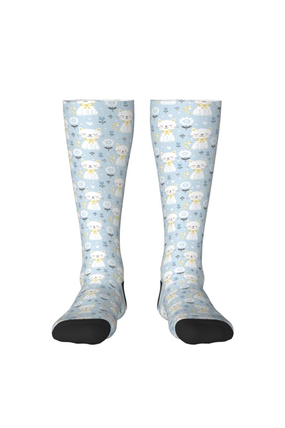 Cute Cat Thigh High Socks Extra Long Stretchy Sock Women Over Knee High Opaque Stocking Daily Wear