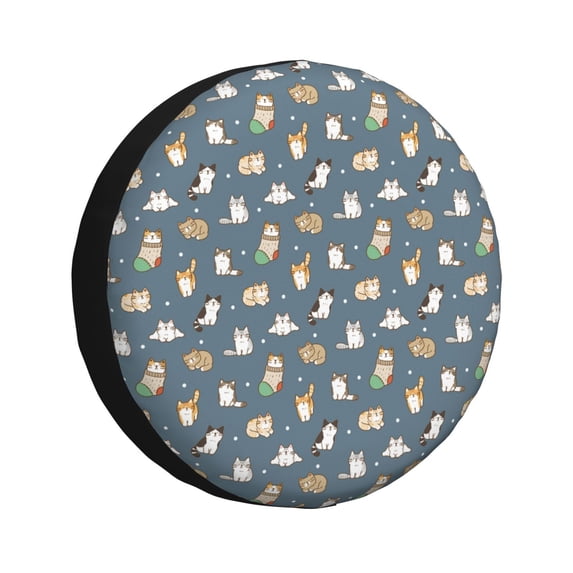 Naloa Cute Cats And Dogs PVC Leather Spare Tire Wheel Cover for Car Truck SUV Camper Trailer Universal Fit many size14 inch