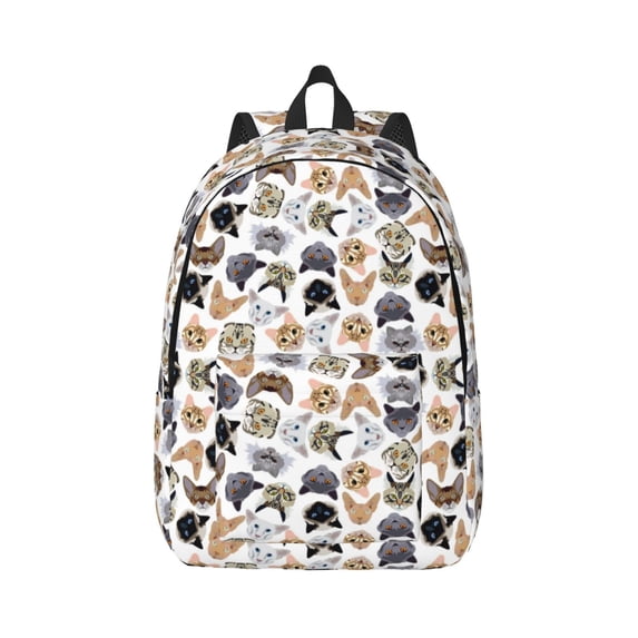 Naloa Cute Cats Canvas Backpack for Men Women Rucksack Casual Travel Daypack College Tote Satchel Bookbag for Teens-Medium
