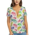 thumbnail image 1 of Naloa Cute Chameleons Print T-Shirts Short Sleeve V Neck Tees for Women Fashion Tops Trendy Lightweight Soft Casual Summer Outfits Clothes, 1 of 5