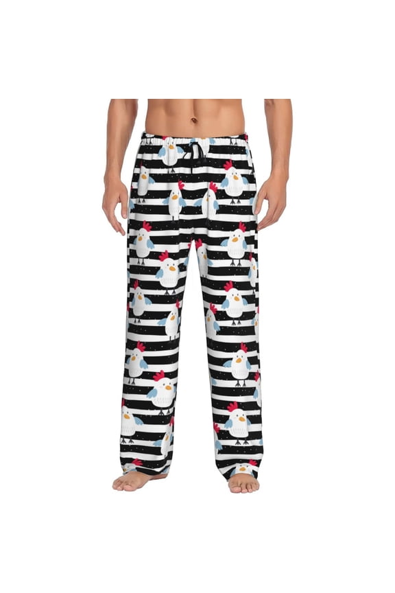 Cute Chicken Pajama Pants Men, PJ Bottoms, Sleep & Lounge Pants-Large
