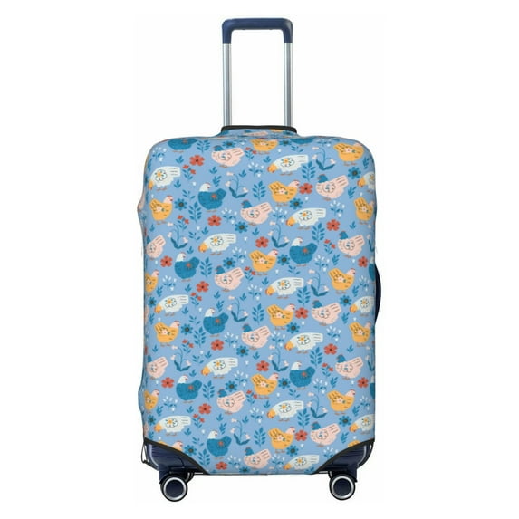 Naloa Cute Chickens and Flowers Elastic Suitcase Protector, Travel Suitcase Protector Cover Fits 18-32in Suitcase - Small