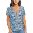 thumbnail image 1 of Naloa Cute Chickens and Flowers Print T-Shirts Short Sleeve V Neck Tees for Women Fashion Tops Trendy Lightweight Soft Casual Summer Outfits Clothes, 1 of 5