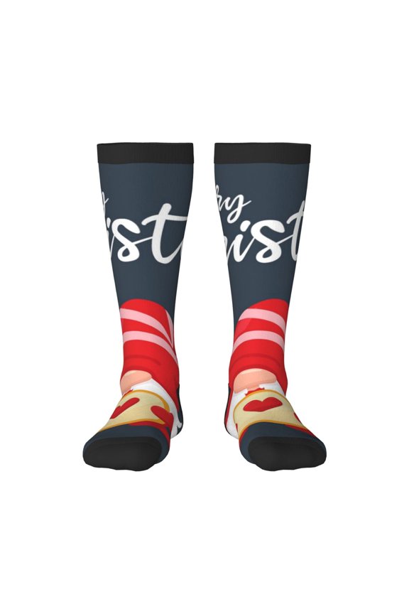 Cute Christmas Gnomes (2) Thigh High Socks Extra Long Stretchy Sock Women Over Knee High Opaque Stocking Daily Wear