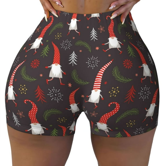 Naloa Cute Christmas Gnomes Biker Shorts for Women Seamless Scrunch Short Women’s Yoga Shorts for Gym Running Sport Shorts - X-Large