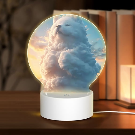 Naloa Cute Cloud Cat Acrylic LED Night Light Custom LED Lights Personalized Nightlight Customized Gifts for Family Couples Friends