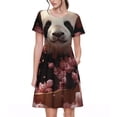 thumbnail image 1 of Naloa Cute Cloud Panda Print Womens Summer A-Line Dress with Pockets,Short Sleeve Dresses,Flowy Beach Swing Dress for Vacation Travel, 1 of 6
