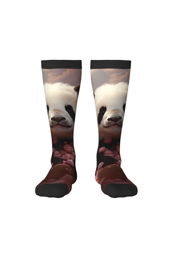 Cute Cloud Panda Thigh High Socks Extra Long Stretchy Sock Women Over Knee High Opaque Stocking Daily Wear