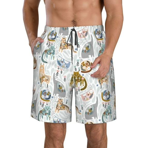 Naloa Cute Colorful Animal Men's Beach Shorts, Surfing shorts, Swim trunks, Quick Dry Swim Trunks for Surfing Beach Fun - XX-Large
