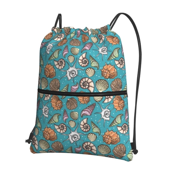 Naloa Cute Conch Drawstring Backpack String Bag Cinch Water Resistant for Gym Shopping Sport Yoga
