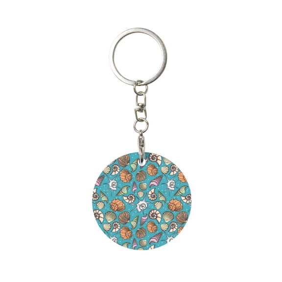 Naloa Cute Conch Print Round Keychain Keychain Key Ring, Key Tag, Key Chain Bulk for Gift Accessories (Round)