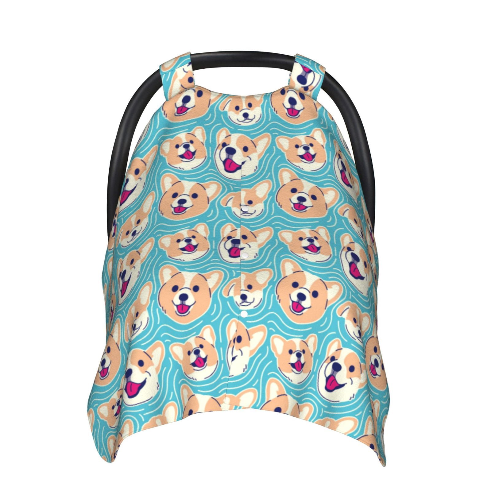 Naloa Cute Corgi Head Baby Car Seat Cover, Breathable Baby Carrier Cover, Multiuse Baby Carrier Cover & Nursing Breastfeeding Cover