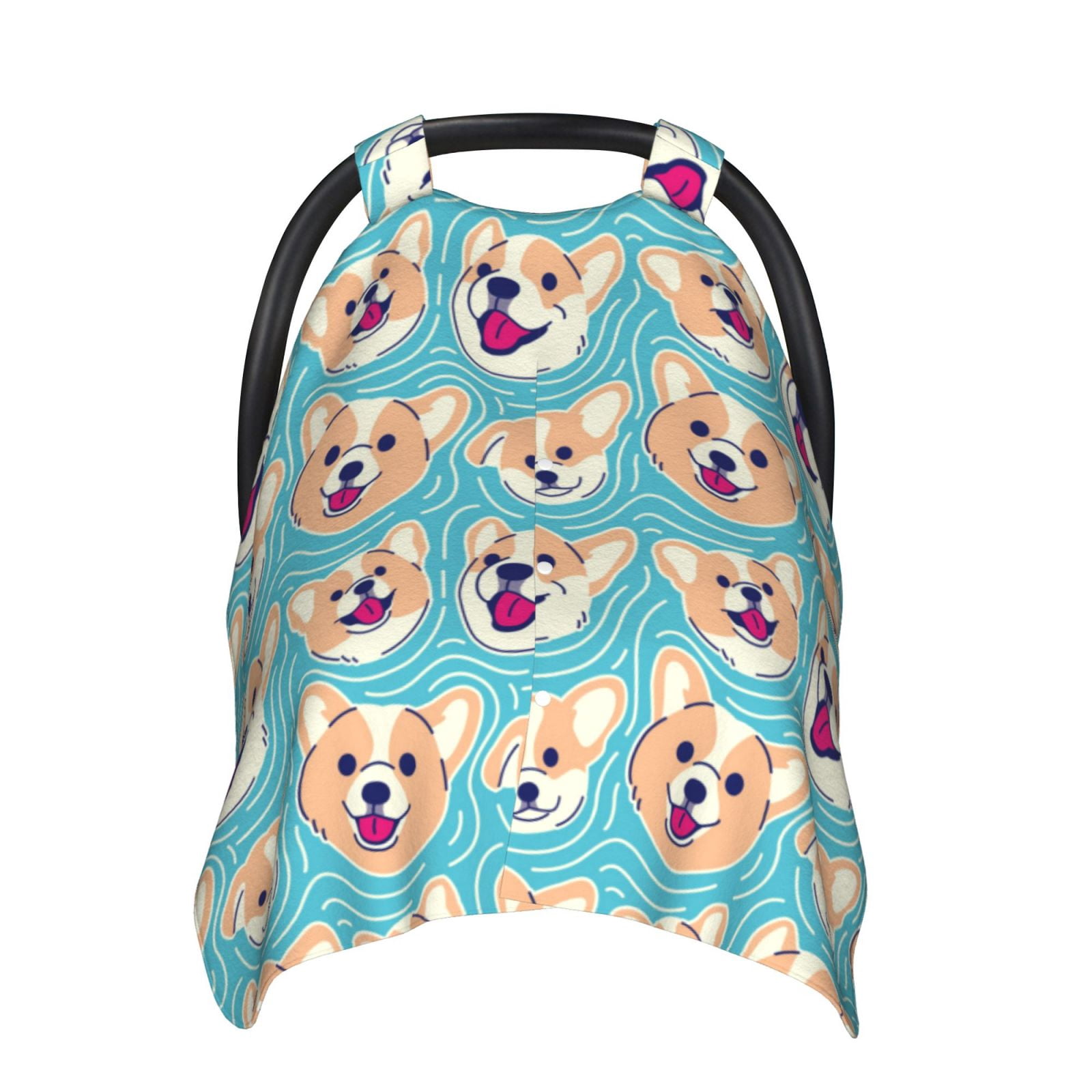Naloa Cute Corgi Head Baby Car Seat Cover, Breathable Baby Carrier Cover, Multiuse Baby Carrier Cover & Nursing Breastfeeding Cover