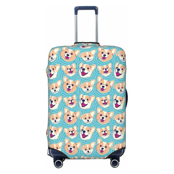 Naloa Cute Corgi Head Elastic Suitcase Protector, Travel Suitcase Protector Cover Fits 18-32in Suitcase - Large