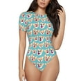 thumbnail image 1 of Naloa Cute Corgi Head Women's Short-Sleeved Onesie, One-Piece Swimsuit for Parties, dates, clubs - Medium, 1 of 9